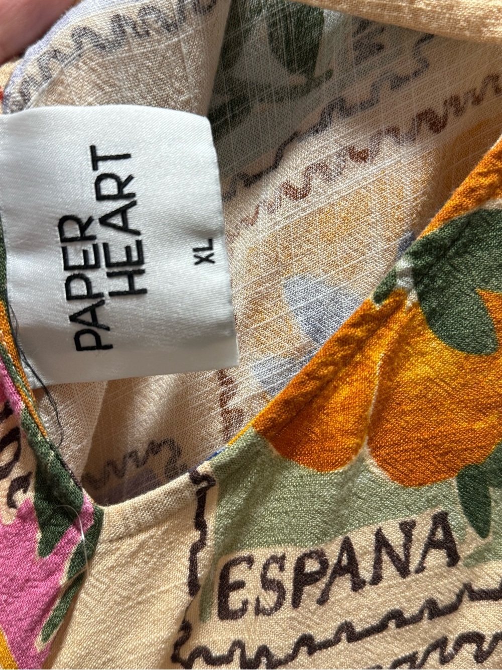 Anthropologie Paper Heart Postage Stamp Linen Blend Open Back Maxi Dress XL - Picture 5 of 7